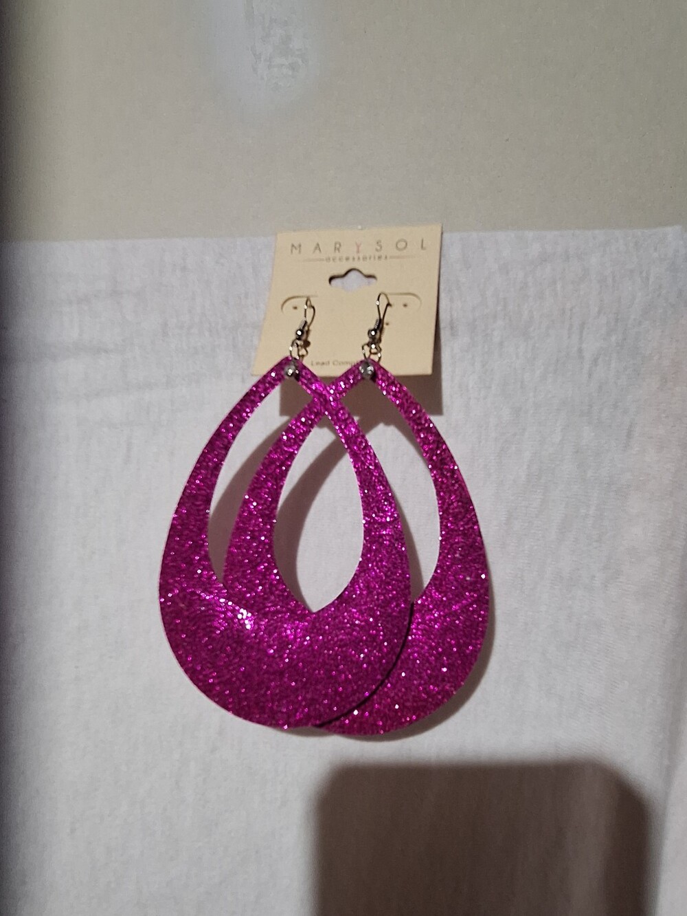 Pink Glitter Teardrop Earrings